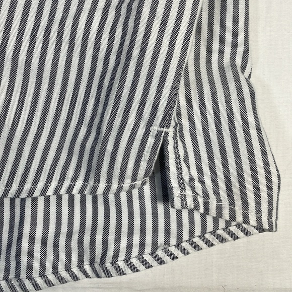 Tommy Hilfiger Preppy Striped Skirt Button Up Navy Blue White 100% Cotton - Picture 5 of 7